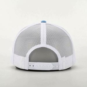 Casquette Trucker OEM Personnalisée de Haute Qualité à 5 Panneaux pour Hommes et Femmes, avec Logo Brodé 3D, en Velours Bleu Ciel et Maille, Fermeture Snapback - Product Image 5