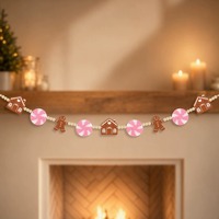 Guirlande de Noël en feutre en gros, motif bonhomme de pain d'épices, décoration suspendue maison de bonbons, pour fête et décoration intérieure