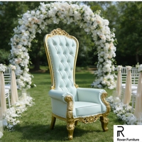 Chaises de mariage de luxe pour les mariés, chaise en bois massif sculpté doré pour les banquets et les mariages, fourniture de mobilier pour lieux de réception