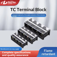 Bloc de bornes de barrière série TC 60A 100A 150A 600V avec couvercle anti-poussière, coque noire ignifuge, connecteur de câblage industriel fixe