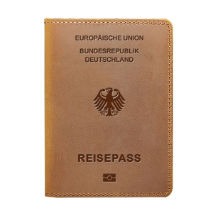 Porte-<span class=keywords><strong>passeport</strong></span> <span class=keywords><strong>allemand</strong></span> Yamo Fashion en cuir véritable, portefeuille de voyage sans fermeture - Product Image 1