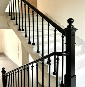 Solid Wood <b>Handrail</b> <b>End</b> <b>Cap</b> Transitional Design Flooring Mounted Stair Railings - Product Image 6