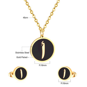 Set di collane classiche da donna Vintage <span class=keywords><strong>alfabeto</strong></span> arabo iniziale in acciaio inossidabile un Set di gioielli - Product Image 4