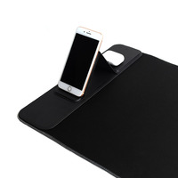 Tapis de souris de jeu extra large avec chargeur sans fil 15W, base en caoutchouc antidérapante, tapis de clavier d'ordinateur pour hommes, tapis de souris LED RGB