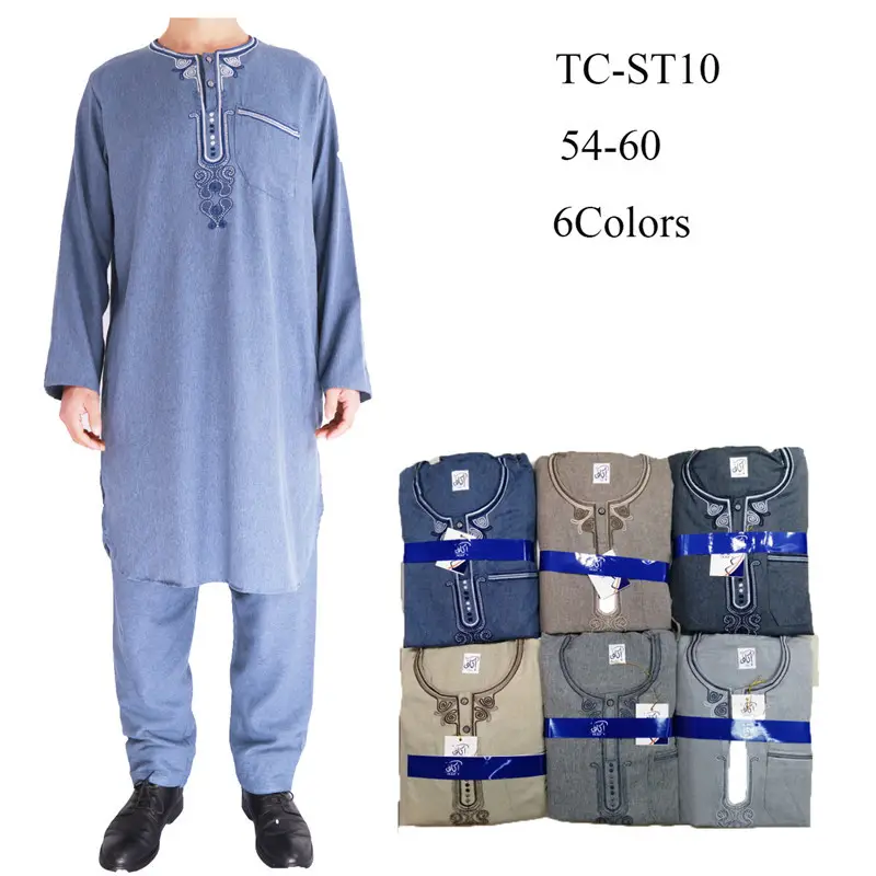 थोक सस्ते सनी कशीदाकारी आकस्मिक दो टुकड़ा पुरुषों की मुस्लिम बागे Sweatshirts अरब दुबई पोशाक सूट के लिए पाकिस्तान कपड़े पुरुषों