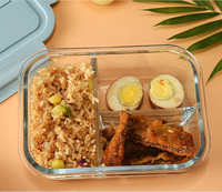 Boîte à lunch bento pour enfants avec couvercle en plastique, récipient alimentaire en verre anti-fuite sans BPA pour la préparation des repas, conservation de la fraîcheur, 1-3L