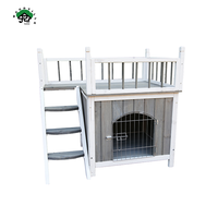 Chenil en bois pour chien Backyard Puppy Hut Abri intérieur pour animaux avec échelle et balcon