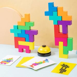 Wooden <b>Building</b> <b>Blocks</b> Battle Board 2 Players Stacking Toy Balance Tower Games for Kids - Product Image 4
