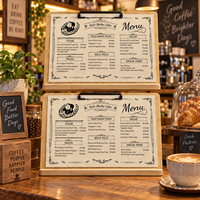 Porte-menu en bois avec clip métallique, support en bois pour affichage de menu, cadre pour menu de table de café, restaurant, bar