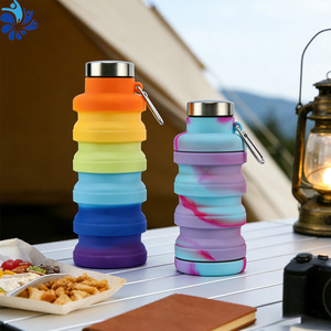 Botella de Agua Plegable de Silicona de 500 ml, Portátil, para Uso en Exteriores y Campamentos - Product Image 5