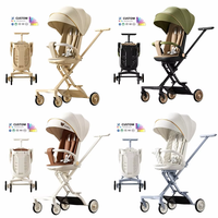 Porte-bébé pliant Chaise à pousser avec plaque à manger Rotation du siège à 360 ° Cadre en acier léger Poussette pour nouveau-né Landau
