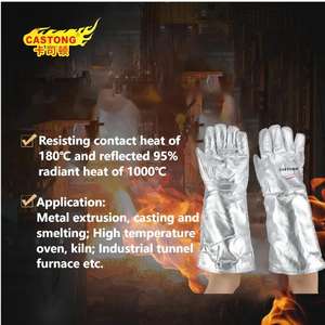 Gants de Travail de Sécurité Aluminisés de Protection Contre la Chaleur de 45 CM de Long, Résistant à une Chaleur Radiante de 1000 Degrés Celsius, Couleur Aluminium Brillant - Product Image 5