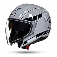 Nouveau casque de moto 3/4 ouvert XL en ABS avec protection de joue étendue, motif vague, double visière, fermeture rapide, toutes saisons