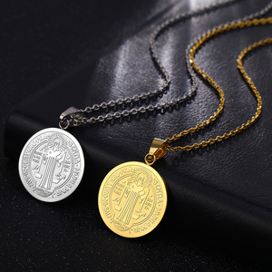Dawapara Saint Benoît Sceau Collier Jésus Croix Religieux Amulette Pour Force Paix Prière De L'<span class=keywords><strong>exorcisme</strong></span> Bijoux En Acier Inoxydable - Product Image 3