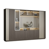 Armoire de bureau exécutive en bois sur mesure avec étagères ouvertes et vitrées, grand meuble de rangement pour mobilier de bureau commercial