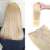 K.SWIGS Extensions de cheveux humains Remy sans couture à clips, 7 pièces, cheveux chinois raides, de haute qualité, souples et confortables