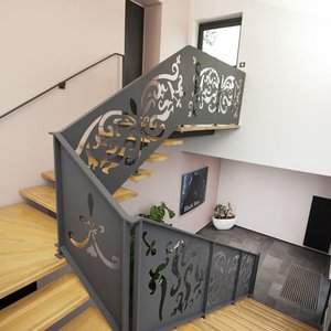 Laser Cut Metal <strong>Stairs</strong> <strong>Railing</strong> CNC Balustrades Handrails Villa <strong>Design</strong> - Product Image 4