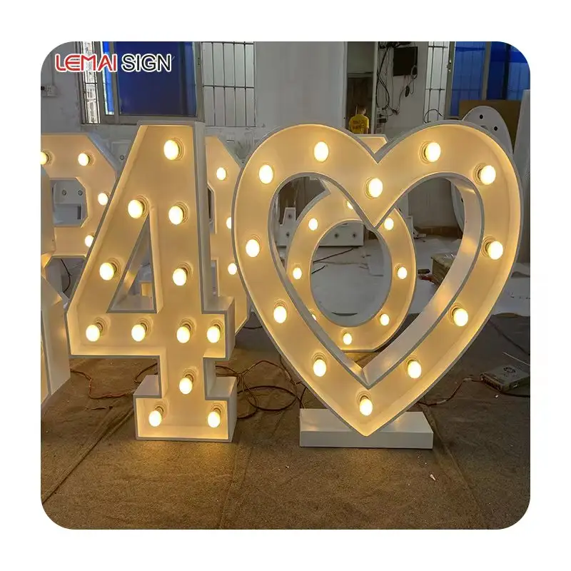 Customized 4-foot number 3-foot marriage lighted letters wooden ceiling love letter lamp marquee letters