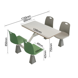 Bàn ghế nhà hàng, bàn ăn trường học chất lượng cao GUANGWEI, dành cho bốn người, bàn ghế căng tin học sinh - Product Image 5