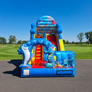 Tobogán Inflable Comercial con Temática Oceánica, Apto para Fiestas de Cumpleaños Infantiles, con Pared de Escalada, para Alquiler en Eventos - Product Image 2