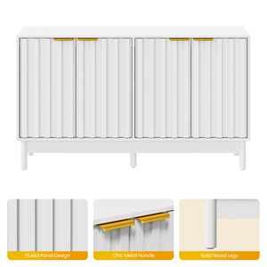 Credenza Buffet 55 Pollici con Ante Scanalate, Ripiani Regolabili, Mobile Moderno in Legno, Credenza Bar Caffè con Maniglia a Bordo - Product Image 6