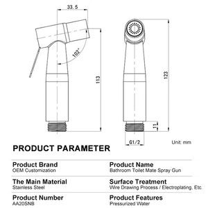 Новый Ручной Биде из нержавеющей стали, <span class=keywords><strong>OEM</strong></span>/ODM, роскошный смеситель для биде, оптовая продажа, мусульманский распылитель для биде Shattaf - Product Image 6