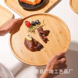 Bandeja redonda de madera de haya estilo japonés para servir en hoteles, restaurantes, fiestas de té, café, postres y frutas. - Product Image 4