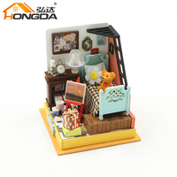 Hongda S2302 personnalisé mignon bricolage maison de poupée 3D fait à la main Miniature maison de poupée en bois maison de poupée avec lumière