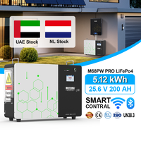 Batterie au lithium murale compacte 5 kWh 6000 cycles 25,6 V 200 Ah pour système de stockage d'énergie solaire domestique 24 V