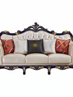 Chaise longue de style européen en cuir véritable, ensemble de canapés mobiles en bois massif pour salon, en cuir de vachette première couche, style villa minimaliste