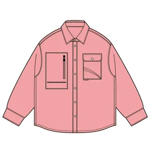 Custom logo embroidery Fashion jacket Men's zipper windproof multi-patchwork large capacity pocket jacket casual plus size coat