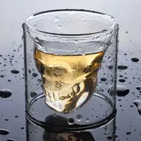 Transparente Whisky Glas becher Getränk Wein Doppel wandglas Benutzer definierte Schädel Schnaps gläser Tasse mit Box