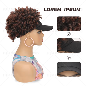 de haute qualité Perruque Premium Matte Fibre haute température Moelleux Maïs <span class=keywords><strong>Soie</strong></span> Boucles Casquette de baseball pour les femmes - Product Image 3