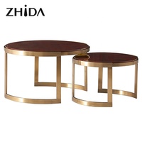 Table basse gigogne Zhida en acier inoxydable et marbre artificiel, style italien moderne, luxe léger, pour salon, garantie 5-8 ans
