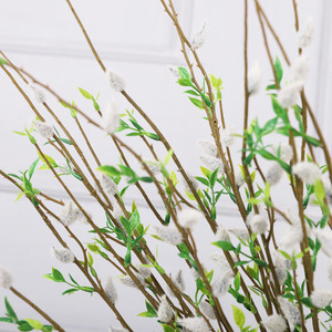 QIHAO Fleurs artificielles en saule argenté jaunes, décoration de sol, décoration intérieure pour mariage, plantes florales en plastique durables - Product Image 4