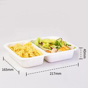 Boîte à lunch en plastique recyclable de qualité alimentaire <span class=keywords><strong>Lesui</strong></span>, plateau de repas pour compagnies aériennes, plats préparés, plateaux d'emballage alimentaire en CPET à 2 compartiments - Product Image 4