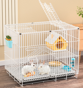 Güzel yeni stil katlanabilir tavşan kafesi rahat tek katmanlı beyaz tavşan kafesi katı desen plastik tepsi ile paketlenmiş kutu - Product Image 2
