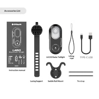 Feu arrière radar intelligent CYCLAMI LA150 pour vélo, alimenté par batterie, compteur de vitesse ANT+, connexion APP, lumière d'avertissement RGB tricolore