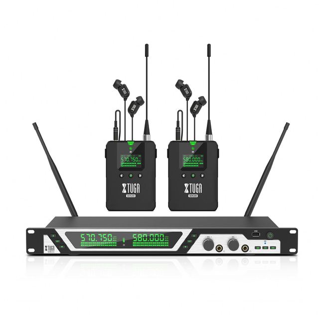 XTUGA SEM200 Professional Stereo Wireless In-Ear Monitor System with Noise Cancelling XLR Connector Metal Design for Musicians