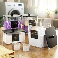 Kotak Penyimpanan Pod Deterjen Grosir 4 Pack Persegi Panjang dengan Tutup Bambu, Dapat Dilepas, untuk Penyimpanan Pod Deterjen dalam Jumlah Besar, Pasokan Pabrik, Ukuran Besar