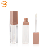 Récipient à brillant à lèvres PETG rose, 50 pièces, emballage carré vide, en plastique, pour gloss, 4ml