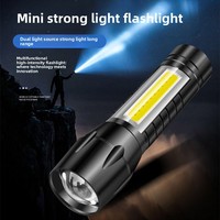 Senter Mini LED Daya Tinggi 10W Lampu Samping COB Plastik USB Isi Ulang Baterai 400mAh Multifungsi Zoom Portabel untuk Hiking
