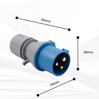 Prise mâle industrielle ZNPON 16A 6H 230V 3 broches 2P+E IP44 CEE Forme EN/IEC60309 Norme européenne Bleue P12342