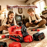 Mainan Kereta RC Yuglow Kids Greedy Train, Permainan Pertarungan Ular, Mobil Elektrik Penghisap dengan Suara Uap dan Peluit Simulasi