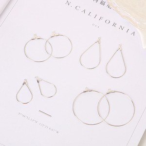 Minimalist Geometric <b>Clip</b>-on Earrings Gold <b>Silver</b> Hoop Triangle Teardrop Unisex Fashion Jewelry - Product Image 2