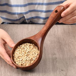 Gỗ môi múc canh cho nhà bếp, 8.5 inch lớn Rắn Gỗ Nhà Bếp gạo Scoop Tắm muối Scoop cho phục vụ bột, đậu, nước, Canister - Product Image 5