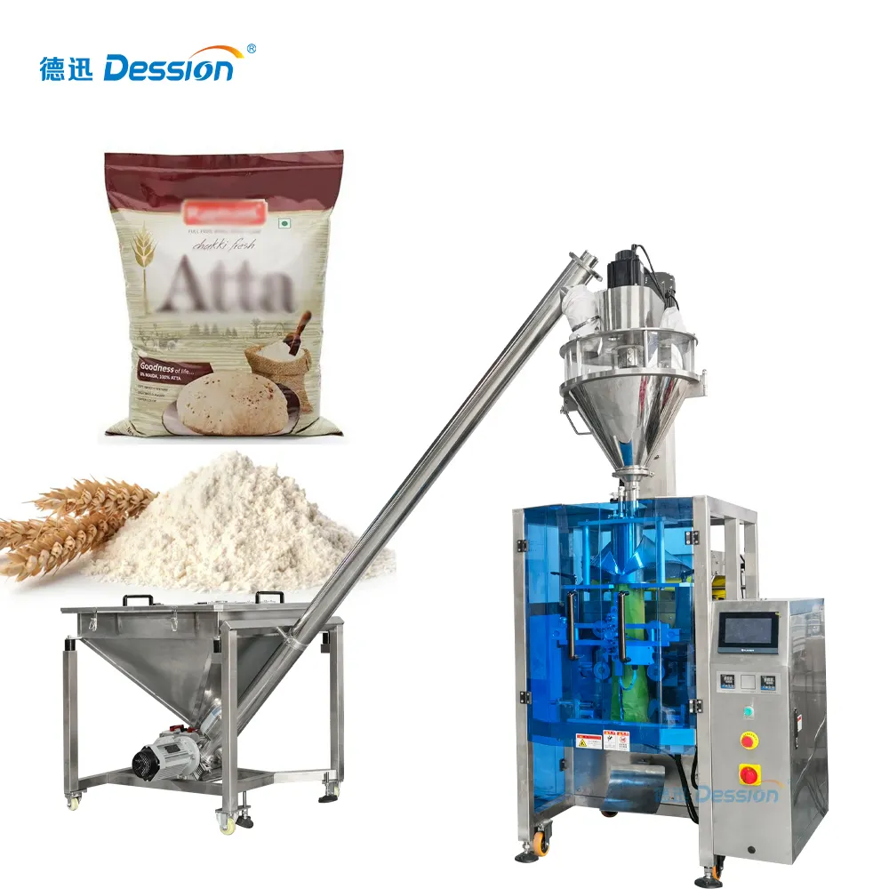 Dession otomatis 250G 1KG 2KG kantong kertas tepung gandum bubuk kemasan mesin pengepakan tas tepung singkong