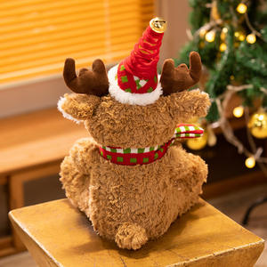 Vente chaude doux électrique wapiti figurine électrique chantant poupée avec écharpe chapeau peluche dessin animé doux noël enfants cadeau - Product Image 3