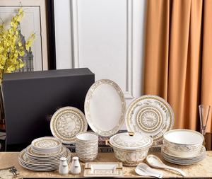 Juego de vajilla de porcelana china de hueso de lujo de 58 Uds. Para comedor, uso doméstico, café, platos nórdicos, platos, caja negra Europa - Product Image 6