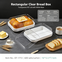 4 boîtes à gâteau carrées transparentes écologiques jetables avec couvercle transparent, contenants en PET de qualité alimentaire pour pizza, cheesecake, sandwich
